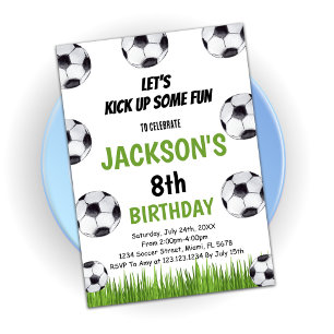 Green Black Soccer Birthday-uitnodigingen Kaart