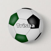 Green Black Soccer Thema aangepaste spelersnaam Ronde Button 5,7 Cm (Voorkant)