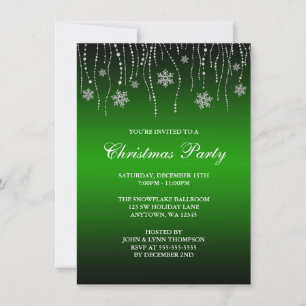 Green Black Sparkle Snowflakes kerst Kaart