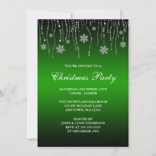 Green Black Sparkle Snowflakes kerst Kaart