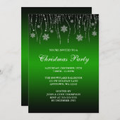 Green Black Sparkle Snowflakes kerst Kaart (Voorkant / Achterkant)