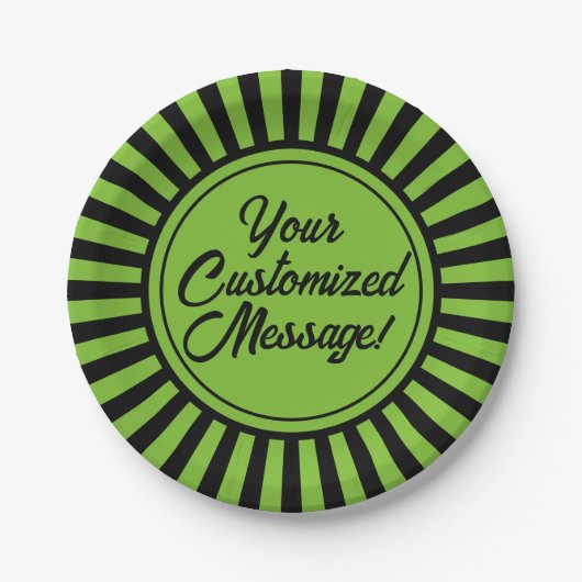 Green Black Stripe Halloween Papieren Bordje (Voorkant)