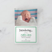 Green/Black Striped Made in Texas Photo Baby Aankondiging (Binnen)
