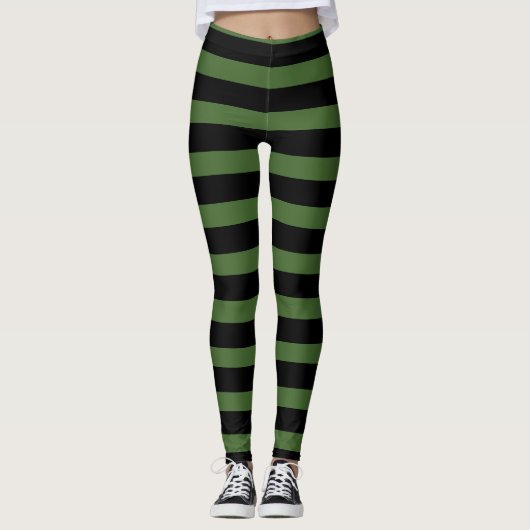 Green Black Striped Witch Halloween Legging (Voorkant)
