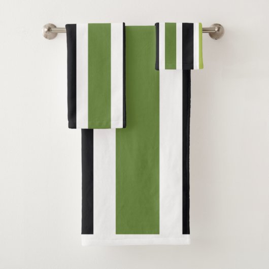 Green Black Stripes Bad Handdoek (Insitu)