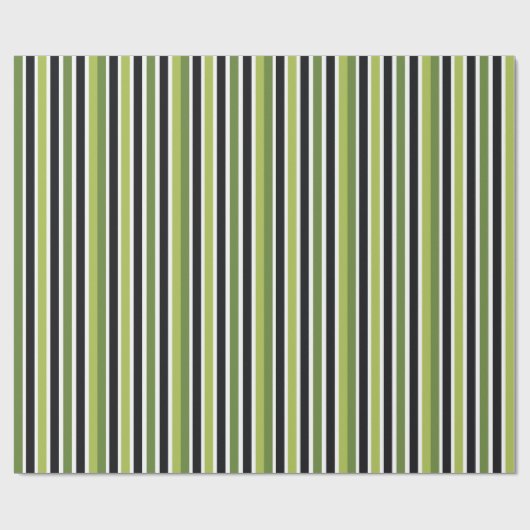 Green Black Stripes Cadeaupapier (Vlak)