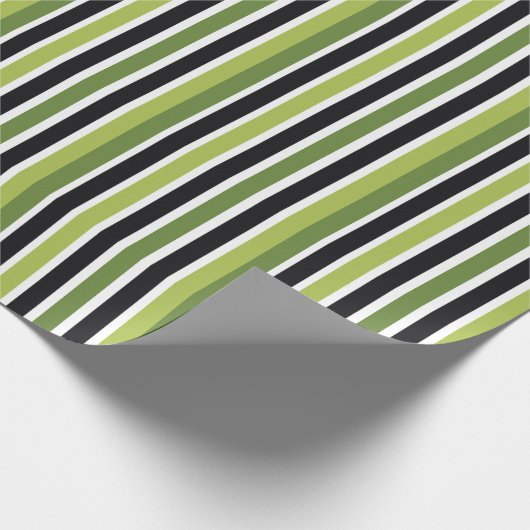 Green Black Stripes Cadeaupapier (Hoek)