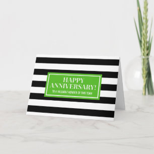 Green Black Stripes Employee Jubileum Card Kaart