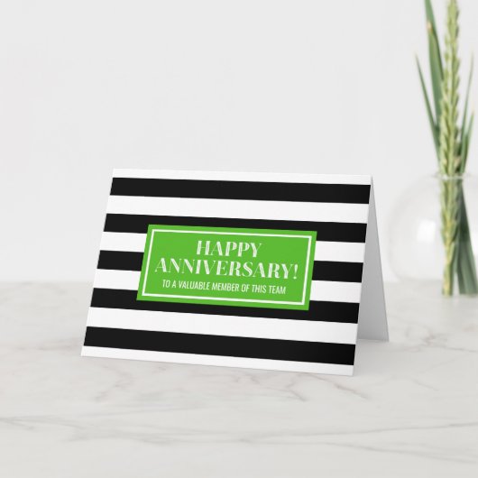 Green Black Stripes Employee Jubileum Card Kaart (Voorkant)