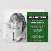 Green Black Stripes Photo Bar Mitzvah-uitnodiginge Kaart (Voorkant)