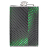 Green Black Stripes Techno Abstract met Initialen Heupfles (Achterkant)