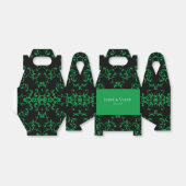 Green Black Swirl Wedding Bedankdoosjes (Uitgevouwen)