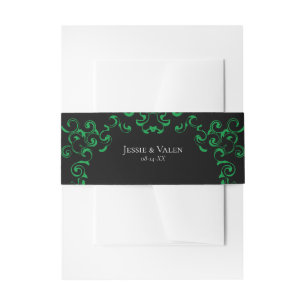 Green Black Swirl Wedding Uitnodigingen Wikkel
