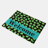 Green Black Turquoise Leopard Skin Pattern Welkom Deurmat (Schuin)