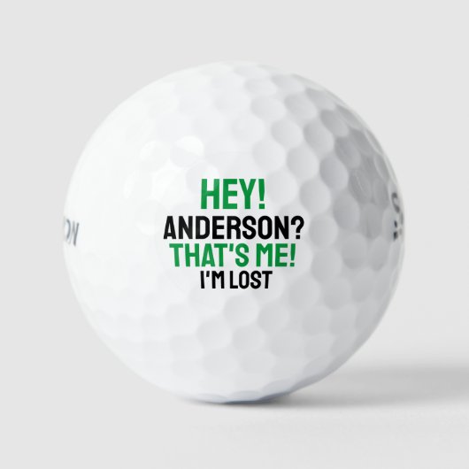 Green Black Typography Funny Lost Golf Ball Golfballen (Voorkant)
