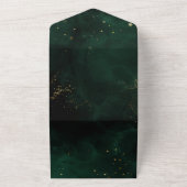 Green Black Waterverf Magic Gold Wedding All In One Uitnodiging (Buitenkant)