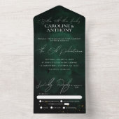 Green Black Waterverf Magic Gold Wedding All In One Uitnodiging (Binnen)