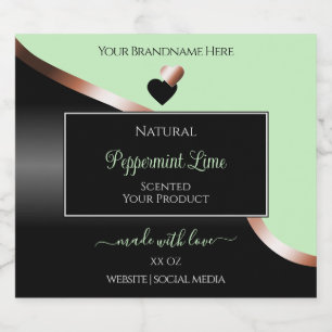 Green Black Wavy Roos Gold Hearts Productlabels Likeurfles Etiket