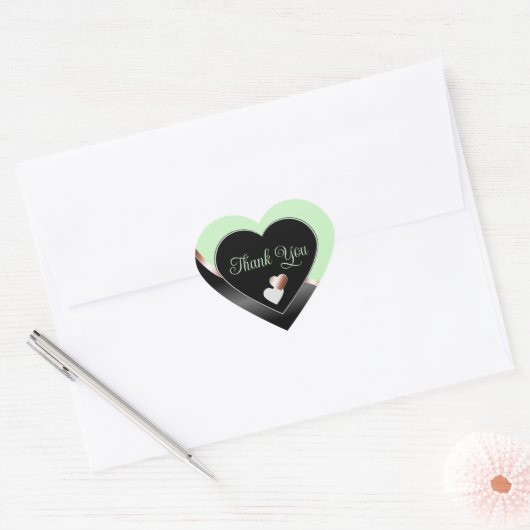 Green Black Wavy Roos Gold met Harten Dank U Hart Sticker (Envelop)