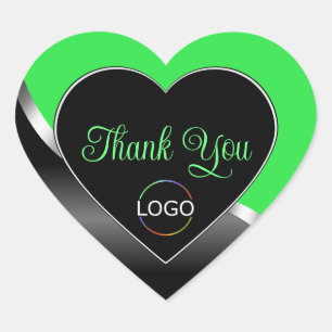 Green Black Wavy Silver met Logo Schattige Bedankt Hart Sticker