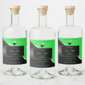 Green Black Wavy Silver Schattige Hearts Productla Likeurfles Etiket (Flessen)