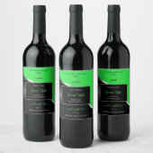Green Black Wavy Silver with Logo Product Labels Wijn Etiket (Flessen)