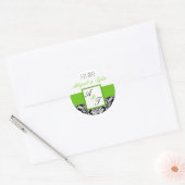 Green Black Wedding Monogram Damask Sticker (Envelop)