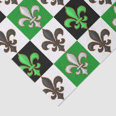 Green Black White Checkered Fleur-de-lis Design  Tissuepapier (Detail)