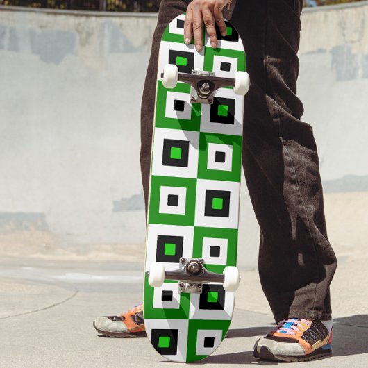 Green Black White Checkered Squares Pattern Persoonlijk Skateboard