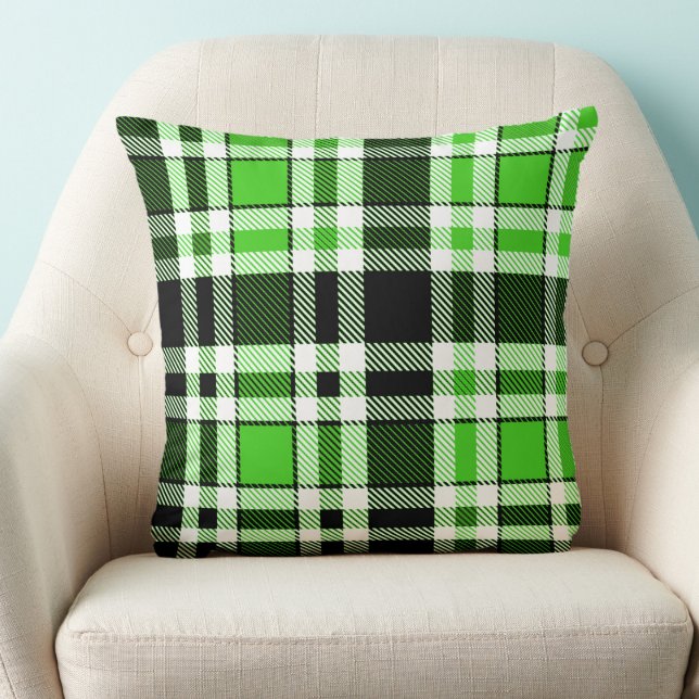 Green Black White Flannel Tartan Pattern Design  Kussen (Creator heeft geüpload)
