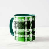 Green Black White Flannel Tartan Pattern Design Mok (Voorkant links)