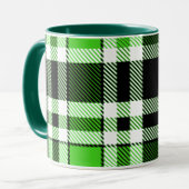 Green Black White Flannel Tartan Pattern Design Mok