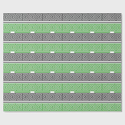 Green Black White Greek Key Fret Pattern Design  Cadeaupapier (Vlak)