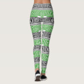 Green Black White Greek Key Fret Pattern Design  Leggings (Achterkant)