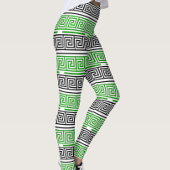 Green Black White Greek Key Fret Pattern Design  Leggings