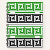 Green Black White Greek Key Fret Pattern Design Notitieboek (Voorkant)