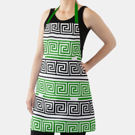 Green Black White Greek Key Fret Pattern Design  Schort