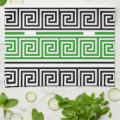 Green Black White Greek Key Fret Pattern Design Theedoek (Gevouwen)
