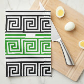 Green Black White Greek Key Fret Pattern Design Theedoek (Quarter Fold)