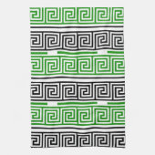 Green Black White Greek Key Fret Pattern Design Theedoek (Verticaal)