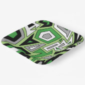 Green Black White Grey Aro Geometric Abstract Papieren Bordje (Gebogen)
