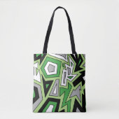 Green Black White Grey Aro Geometric Abstract Tote Bag (Voorkant)