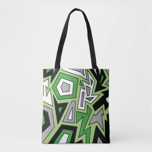 Green Black White Grey Aro Geometric Abstract Tote Bag (Voorkant)