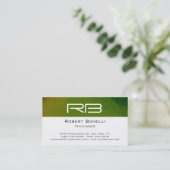 Green Black White Monogram Manager Visitekaartje (Staand voorkant)