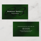 Green Black White Monogram Manager Visitekaartje (Voorkant / Achterkant)