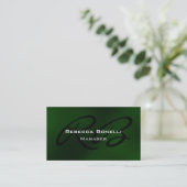 Green Black White Monogram Manager Visitekaartje (Staand voorkant)