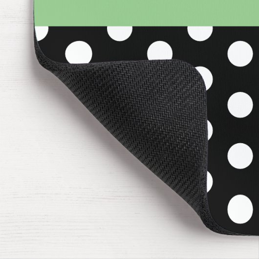 Green Black White Polka Dot Monogram Muismat (Hoek)