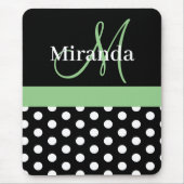 Green Black White Polka Dot Monogram Muismat (Voorkant)