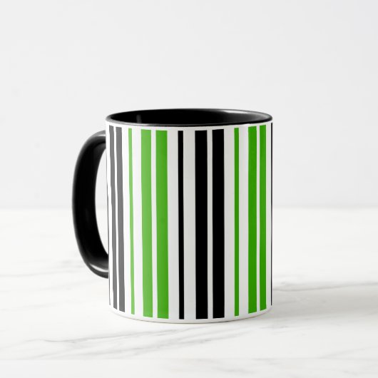 Green Black White Stripes Pattern Design  Mok (Voorkant links)