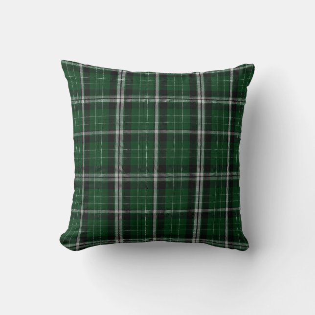Green Black White Tartan Pset Kussen (Voorkant)